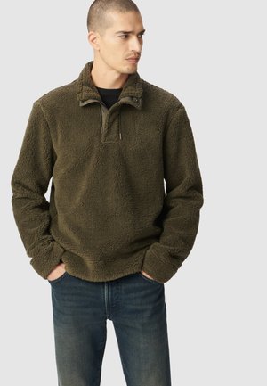 SWEAT MAILLE SHERPA COL ZIPPÉ - Sweatshirt - vert kaki