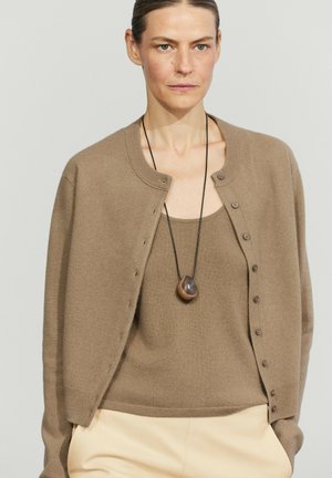 Massimo Dutti, BUTTON-DETAIL KNIT CARDIGAN - Cardigan - brown