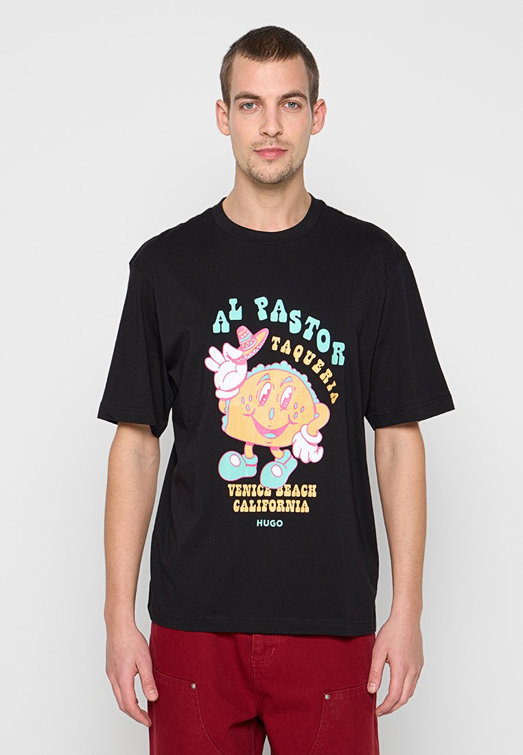 HUGO T-shirt print zwart