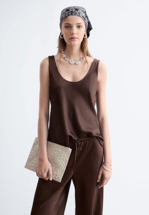 & OTHER STORIES, & OTHER STORIES SCOOP NECK TANK TOP - Blouse - dark brown