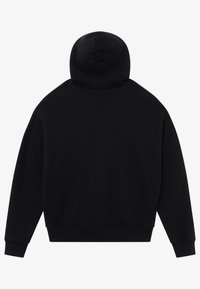 Czarna, kapturowa bluza z długimi rękawami, ściągacze u rękawów i u dołu. Miękka faktura, minimalistyczny design i brak widocznych logo lub wzorów.