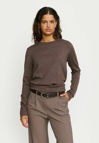 Soft Rebels O-NECK ROLL EDGE - Trui - coffee quartz melange
