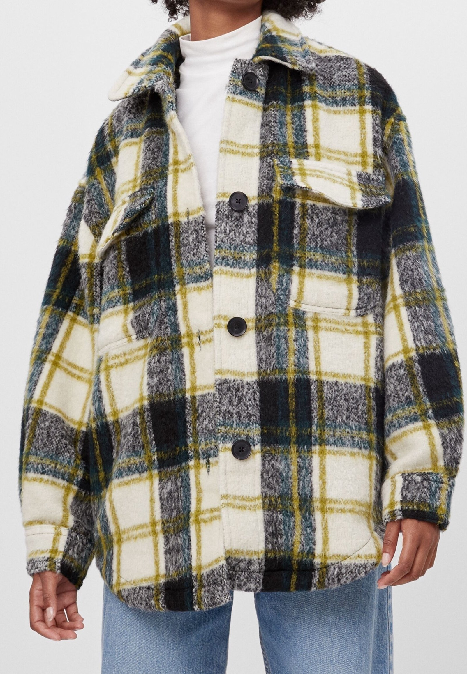 Zalando Bershka Flannel Jacket Bershka Light Jacket Green (Pre