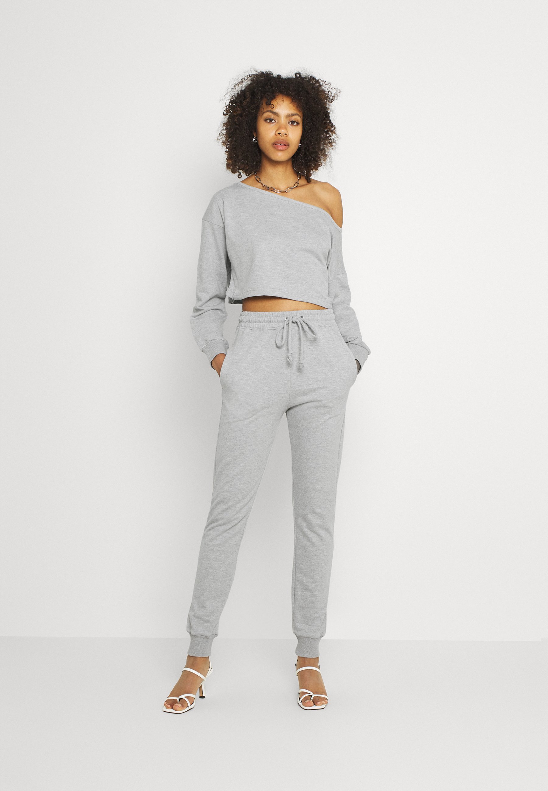 Missguided OFF THE SHOULDER SET - Sweatshirt - grey marl/grau