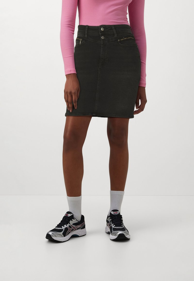 ONLY ONLDAISY YOKE ZIP SKIRT - Τζιν φούστα - washed black