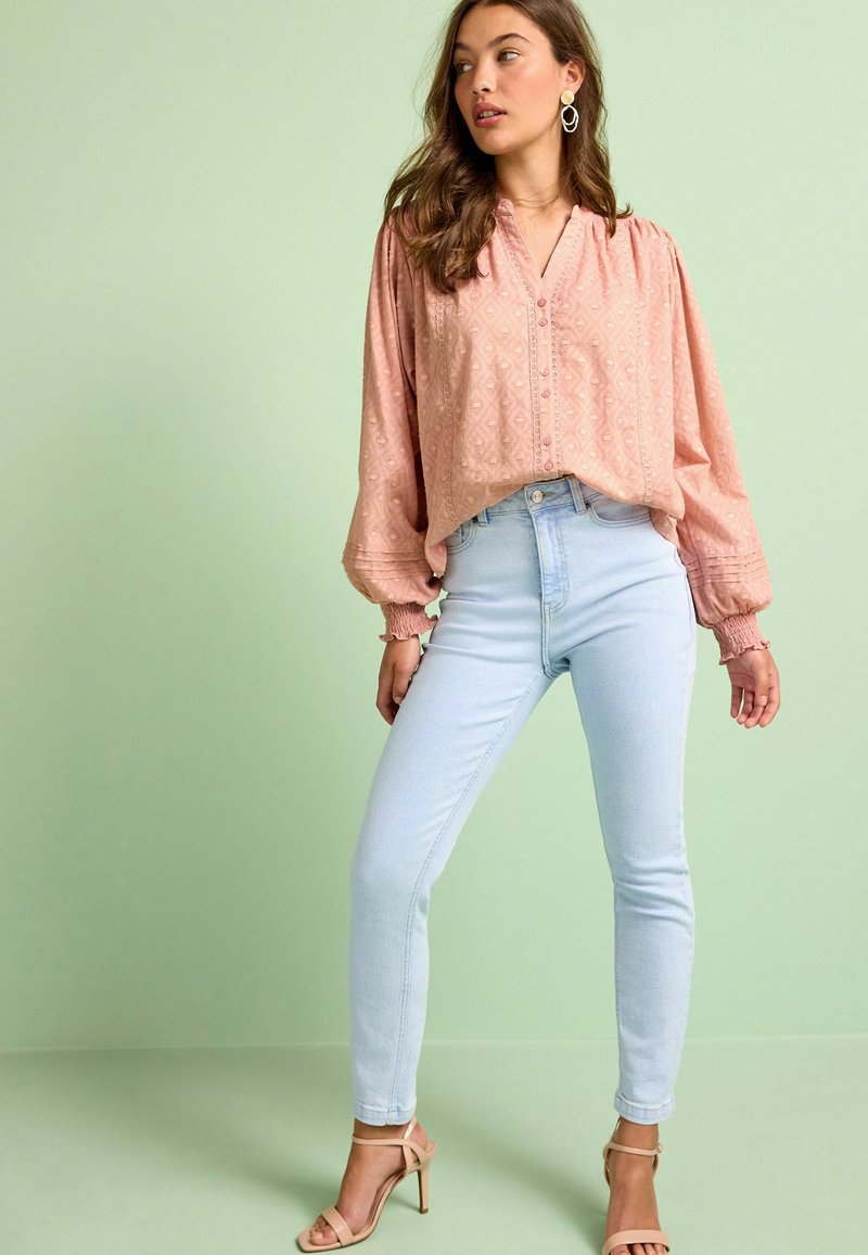 Next TEXTURED LACE INSERT BLOUSE Blouse blush pink/donkerroze