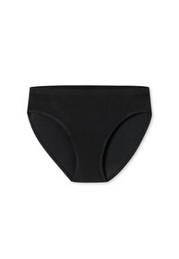 Black cotton bikini-style underwear with a smooth texture, mid-rise waist, and no visible branding or embellishments.