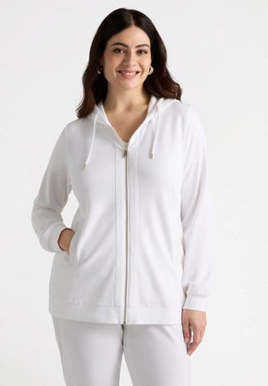 CON BORDI IN RICAMATI - Zip-up sweatshirt - bianco