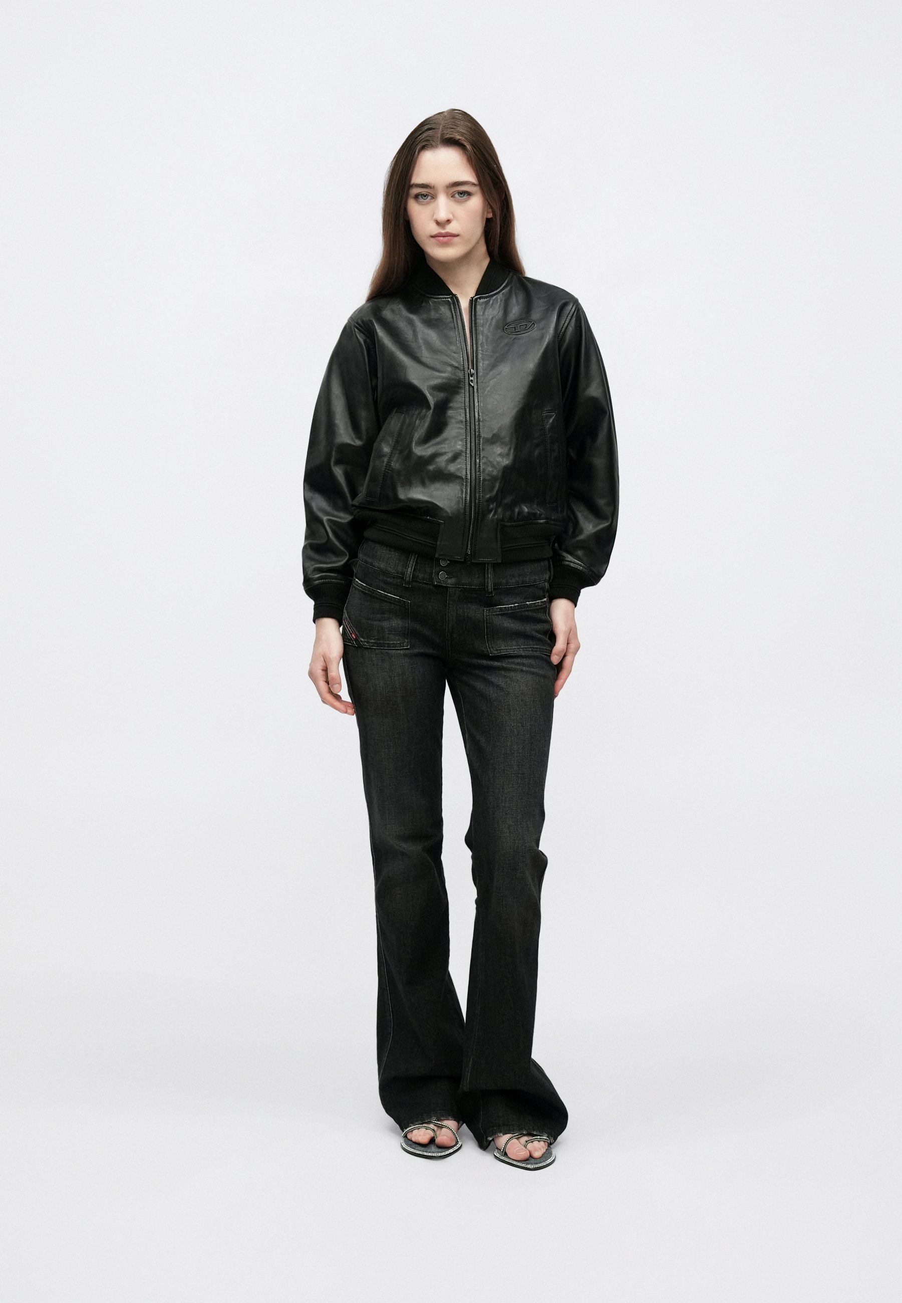 Diesel L ILYAN RB - Leather jacket - black - Zalando