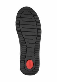 Suola di scarpa in gomma nera con un motivo a scanalature testurizzato per una migliore aderenza, caratterizzata da un accento rosso con la dicitura "Comfort" nell'area del tallone. Taglia 37 indicata.