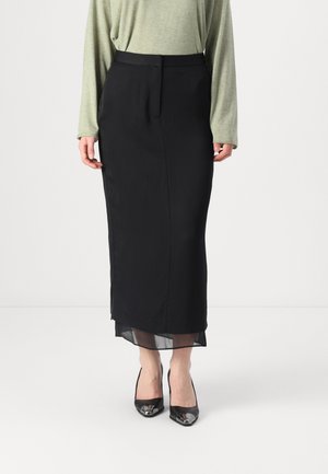 SHEER PANEL LAYER ANKLE SKIRT - Maxi skirt - ck black