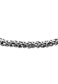 Silberne Halskette mit ineinandergreifenden ovalen Gliedern, poliertem Finish und glatter Textur. Leichtes und flexibles Design.