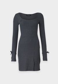 SCOOP NECK LONG SLEEVES TIED HEMS  DRESS - Robe en jersey - dark grey