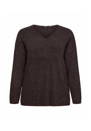 Vero Moda Curve, STRICKPULLOVER VMCCREWLEFILE PULLOVER - Pullover - chocolate torte