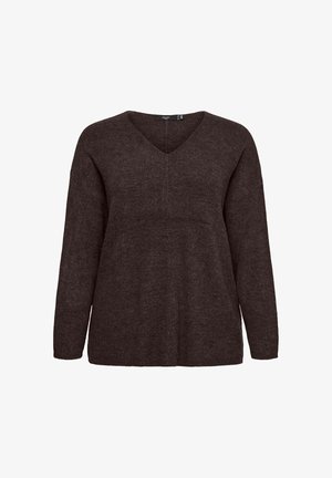 Vero Moda Curve, STRICKPULLOVER VMCCREWLEFILE PULLOVER - Pullover - chocolate torte