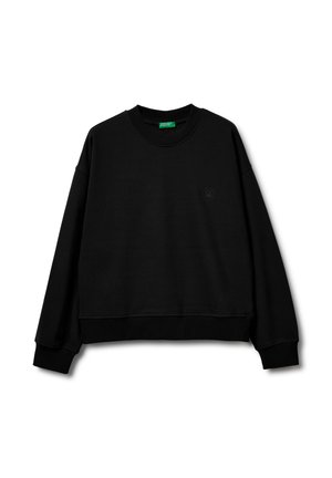 BLEND CREWNECK RELAXED FIT DROPPED SHOULDERS NECK CUFFS AND HEM RUBBERIZED LOGO PRINT ON LEFT BREAST - Felpa - black