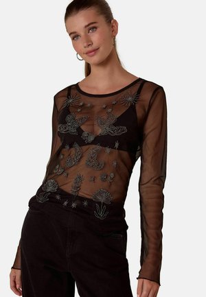BEADED MESH LONG SLEEVE  - Ilgarankovis viršutinės dalies drabužis - black