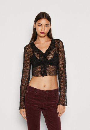 ONLY ONLJESSICA FRILL - Top s dlhým rukávom - black