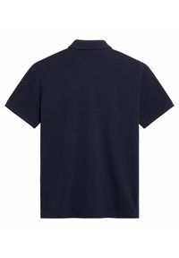 Lahja tummansininen polo-paita, joka on valmistettu sileästä kankaasta. Ominaisuuksiin kuuluu klassinen kaulus ja lyhyet hihat. Yksinkertainen muotoilu, ilman näkyviä kuvioita tai korostuksia.