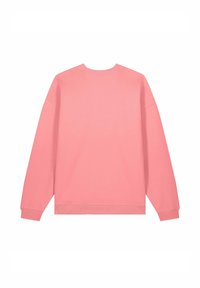 Felpa rosa realizzata in tessuto morbido, con maniche lunghe, scollo rotondo e polsini e orlo a costine, dalla vestibilità rilassata e oversize.