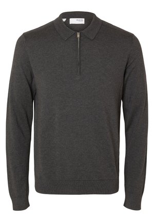 Selected, SLHBERG HALF ZIP - Strickpullover - antracit/melange