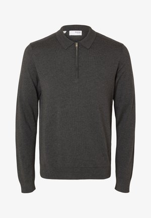 Selected, SLHBERG HALF ZIP - Strickpullover - antracit/melange