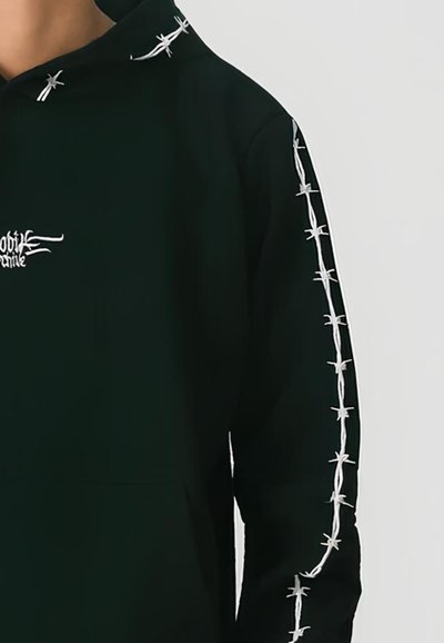 Felpa nera con cappuccio caratterizzata da accenti in bianco simili a fil di ferro lungo le maniche e un logo bianco sul petto. Tessuto morbido con una vestibilità rilassata.