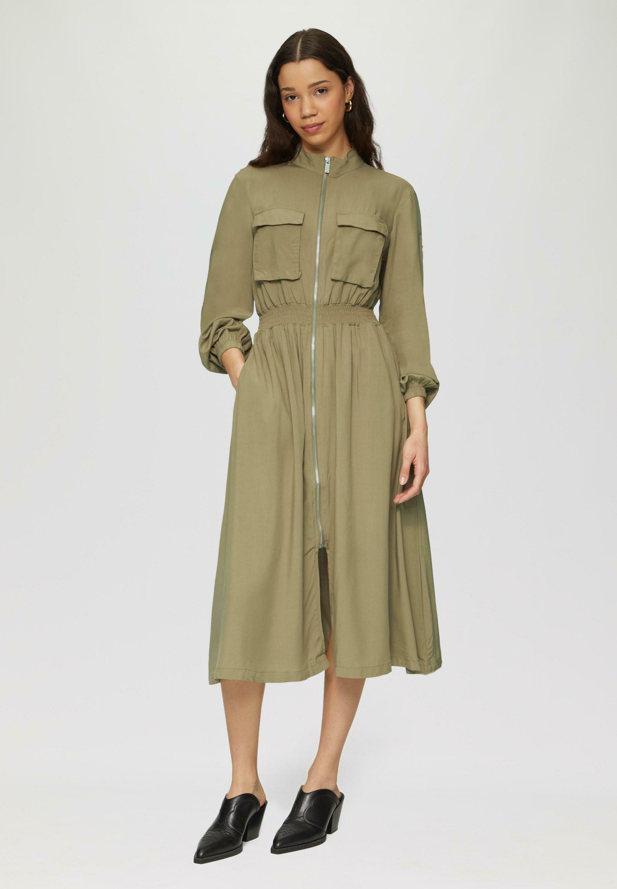 Blousejurk Lange Hemdjurk Dames QS Blousejurk Olivgrün/olijfgroen