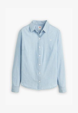 Lyseblå skjorte med knapper lavet af blødt denimstof. Har en klassisk krave og lange ærmer, med et lille logo på brystet.