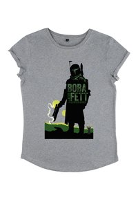 Henry Tiger BOOK OF BOBA FETT BOUNY HUNTER FOR HIRE - Triko s potiskem - melange grey