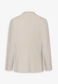 Lys beige kordfløjl blazer med en spids krave, lange ærmer og sidelommer. Tekstureret stof med lodret ribbning og en tætsiddende silhuet.