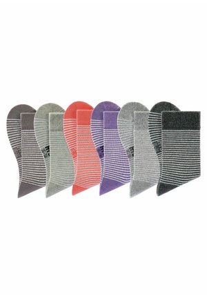 6 PACK - Socks - grau meliert ecru hummer ecru beige meliert ecru lila meliert ecru