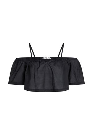 KARL LAGERFELD, OFF-SHOULDER CROPPED SHEER BEACH - Accessoire de plage - black