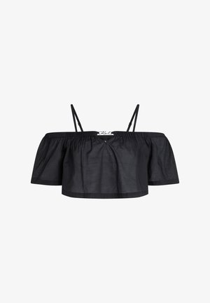 KARL LAGERFELD, OFF-SHOULDER CROPPED SHEER BEACH - Accessoire de plage - black