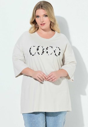 COCO LEO-APPLIKATION - Camiseta estampada - grey/beige