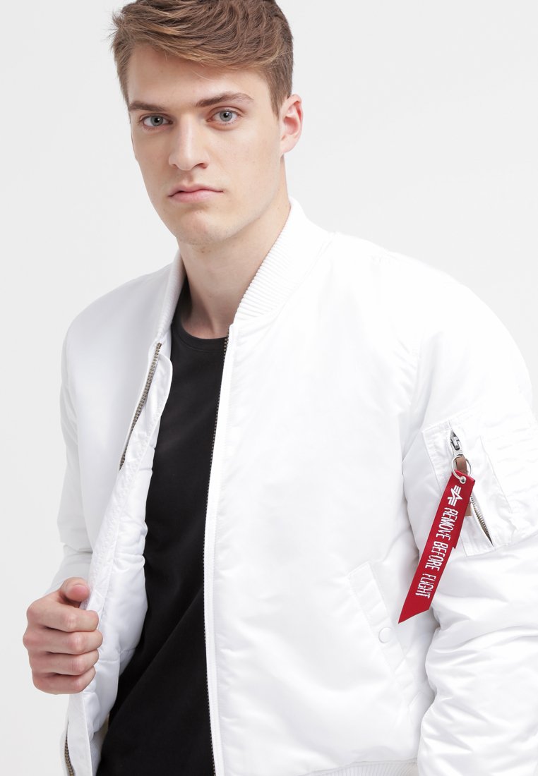 alpha industries white bomber jacket