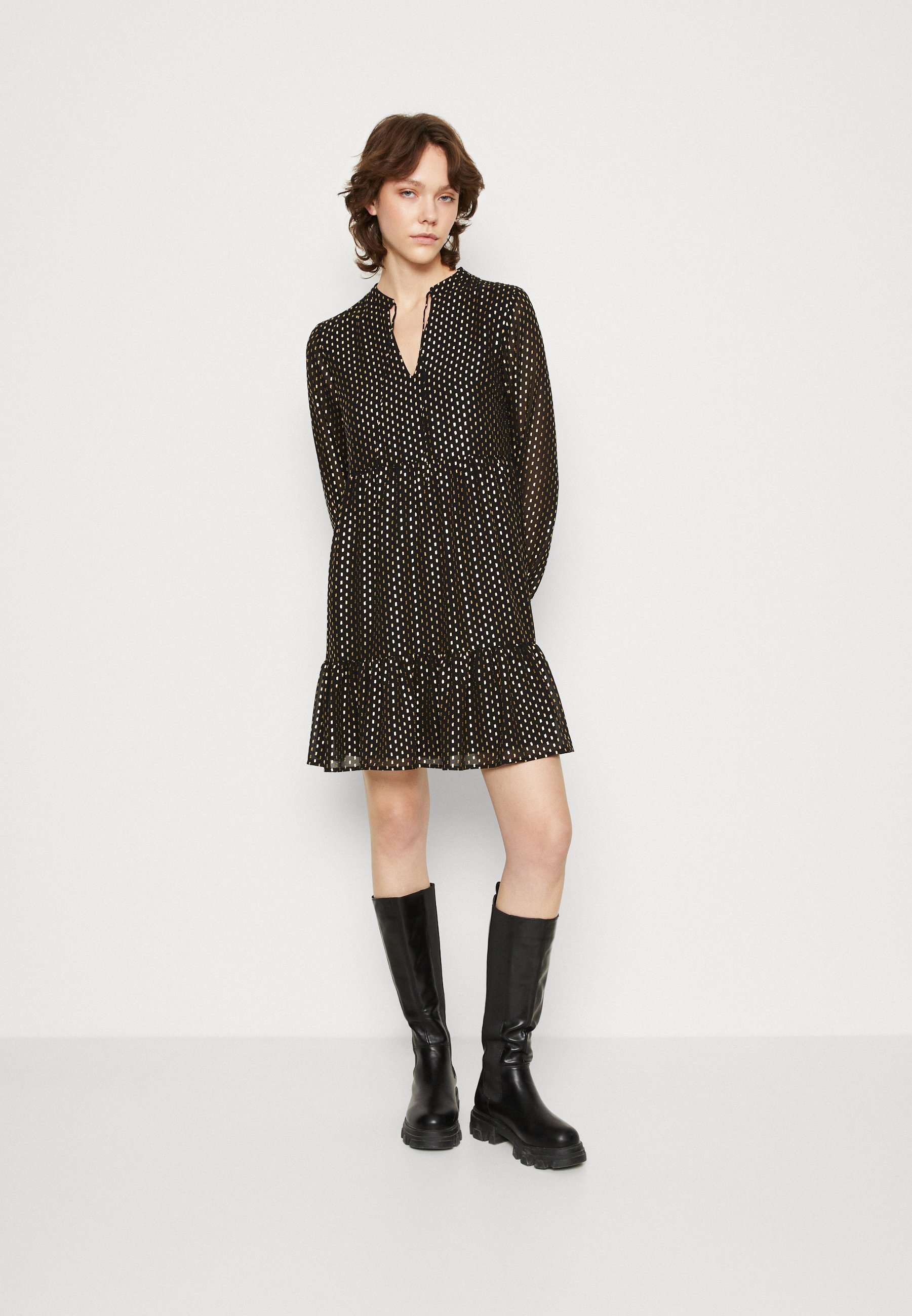 VILA VILIDA SHORT DRESS - Day dress - black/gold/black - Zalando.ie