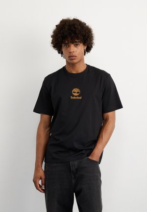 Timberland SMALL LOGO PRINT TEE LEMON PEPPER - Print T-shirt - black