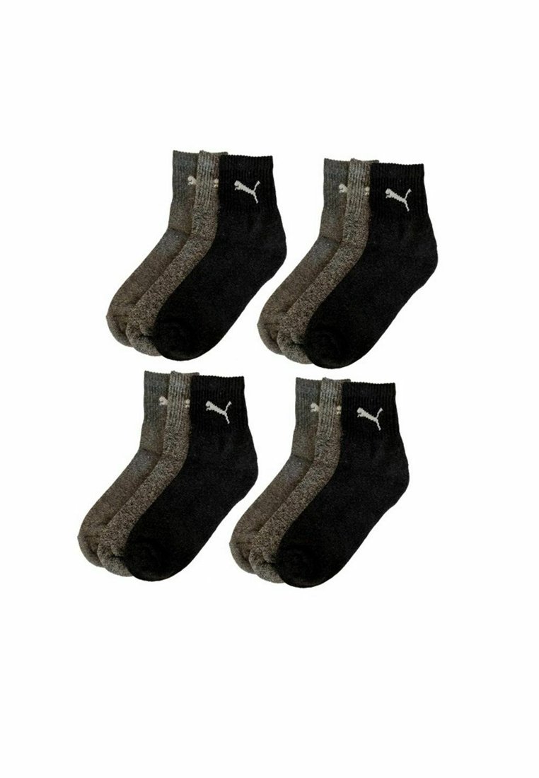 Set bestehend aus vier Knöchelsocken in einem Mix aus dunkelgrau und schwarz, mit einem kontrastierenden Streifen und Logo an der äußeren Knöchelpartie.