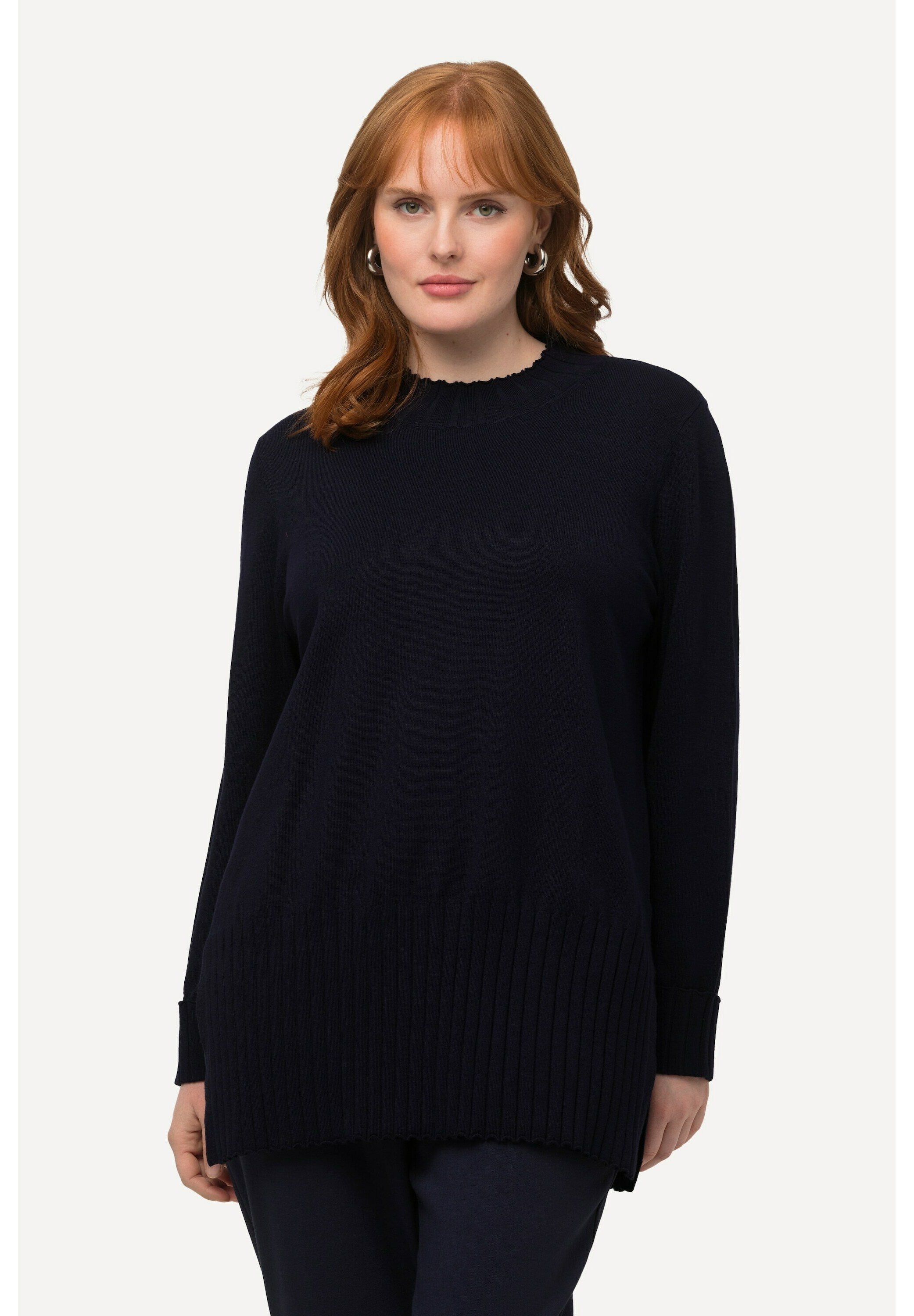 Robe Femme En Velours Côtelé Ulla Popken - Col Montant, Manches Longues, Poches, Plis Décoratifs