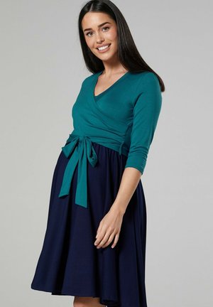 Day dress - bottle green & navy