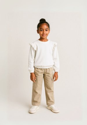 BRODIERE FRILL CREW NECK - Športni pulover - cream