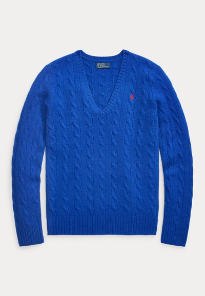 Polo Ralph Lauren CABLE KNIT WOOL CASHMERE V-NECK SWEATER - Svetr - heritage royal