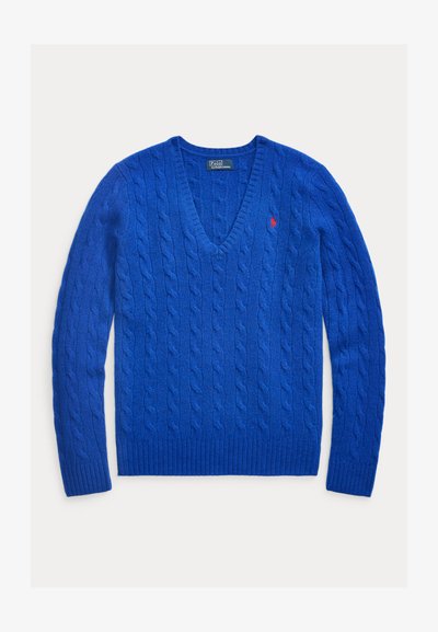Polo Ralph Lauren CABLE KNIT WOOL CASHMERE V-NECK SWEATER - Svetr - heritage royal