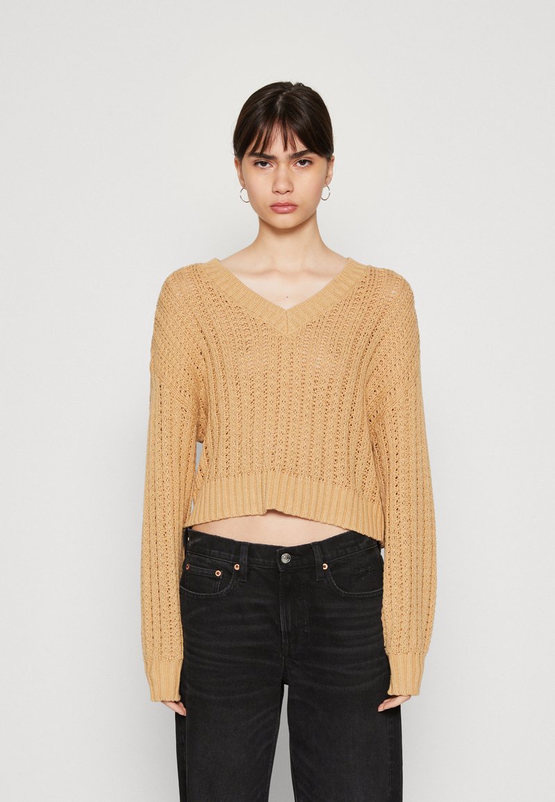 American Eagle - NOTCH STITCHY - Strickpullover - light brown, Vergrößern