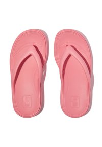 Roze rubberen teenslippers met een gereviseerd voetbed, V-vormige banden en een logo in de zool geperst. Gladde afwerking, lichtgewicht ontwerp.