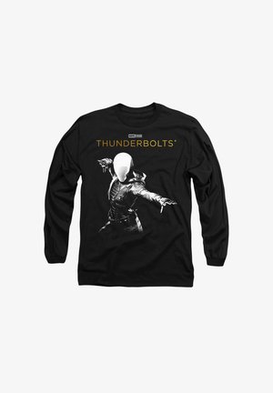 Black long-sleeve T-shirt featuring a graphic of a masked figure in a tactical suit, with "THUNDERBOLTS" and Marvel Studios logo above.