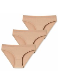 Three pairs of women's briefs in a light beige color. Made of soft fabric with a smooth texture and moderate coverage cut.