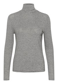 Halsringad topp i ett svartvitt randigt mönster. Sittande design med långa ärmar, tillverkad av ett mjukt, stretchigt material.