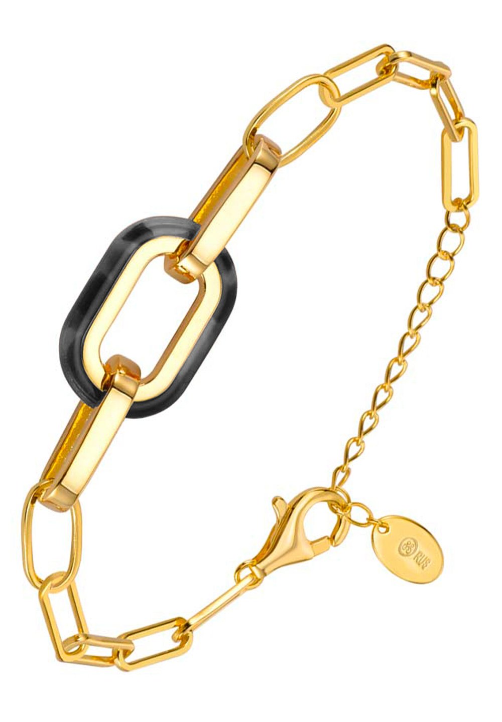 Bracelet Doré Avec Pendentif Feuille - Perles En Pierre - Occasion Vintage